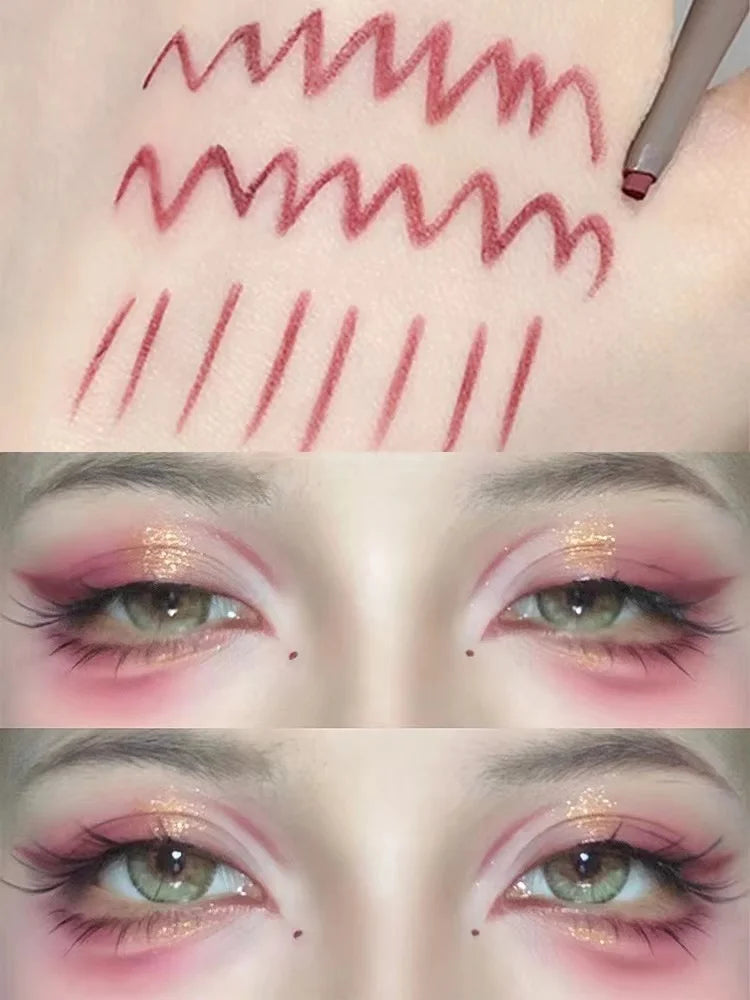 Sexy Rose Red Matte Eyeliner Pencil — Waterproof, Easy-to-Color Wine Red Eye Makeup Cosmetics (1pc)