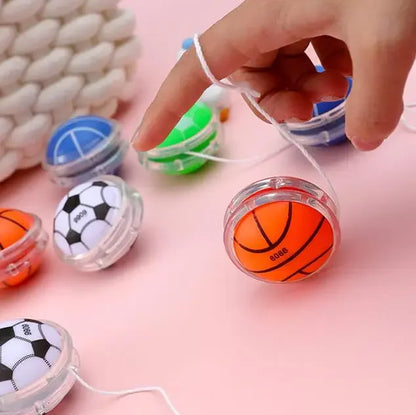 10pcs Classic Yoyo Toys – Football & Basketball Patterned Favors for Kids Birthday, Pinata, & Kindergarten Rewards