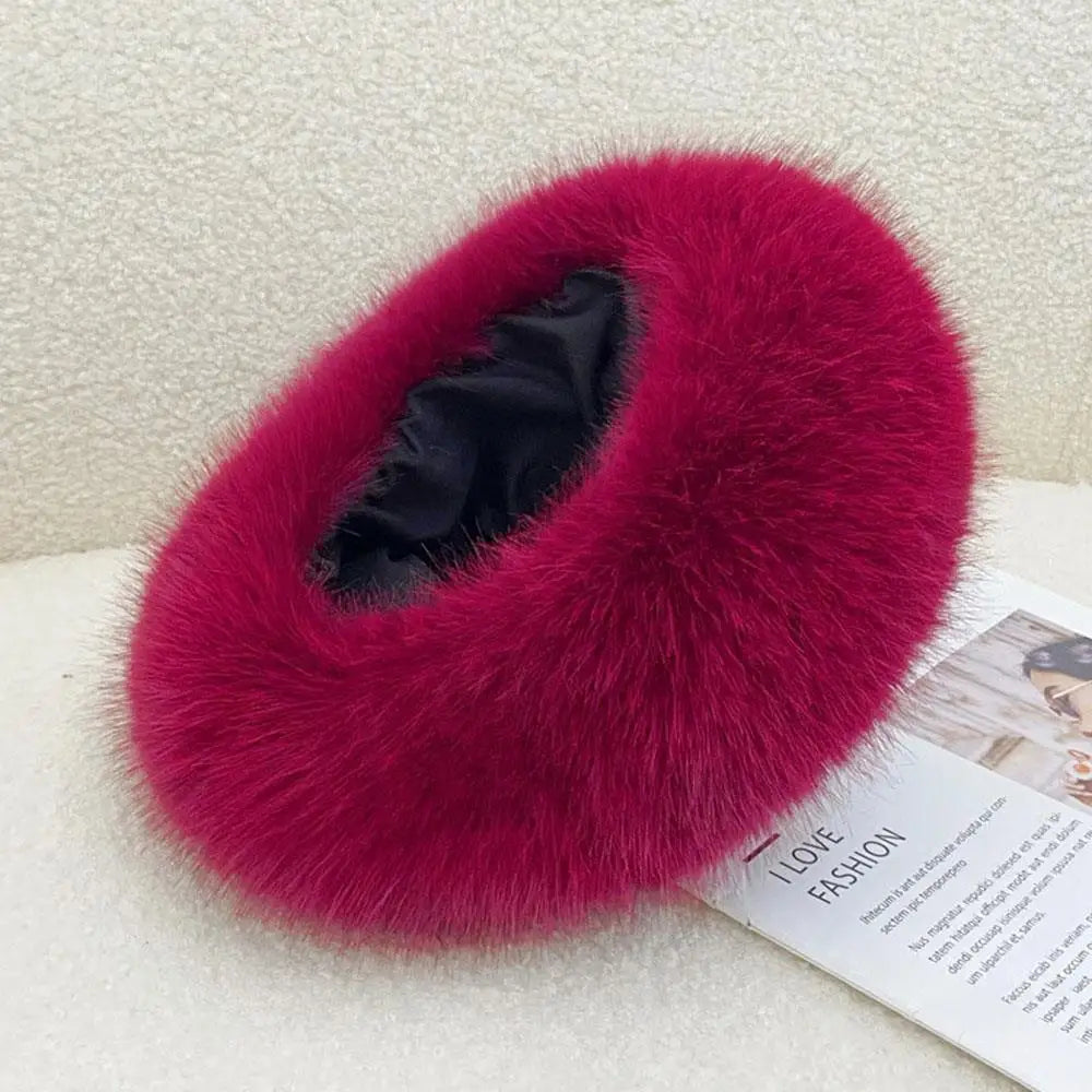 Winter Faux Fur Bucket Hat for Women – Fluffy Thick Plush Fisherman Hat, Coldproof & Windproof Skiing Fashion Panama Cap