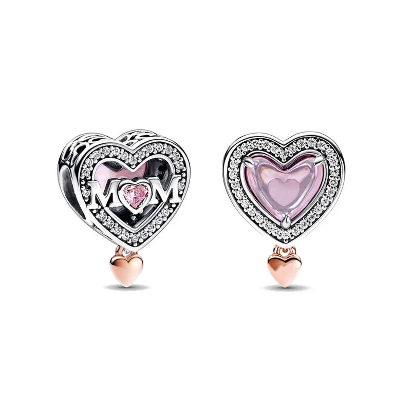 Europe 925 Silver Family Charm Pendant - Boy, Girl, Mom & Sisters Bead for Pandora Bracelet, Sparkling Dangle Jewelry