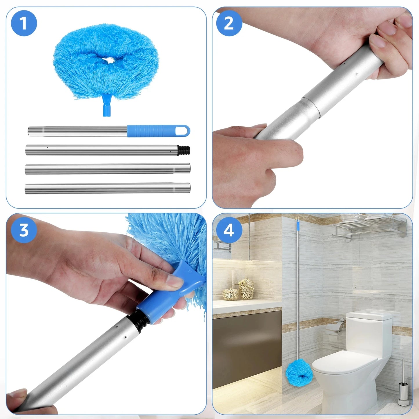 Ceiling Fan Cleaner Duster with Extension Pole – Removable Dust Brush for Ceiling & Fan Cleaning Tool