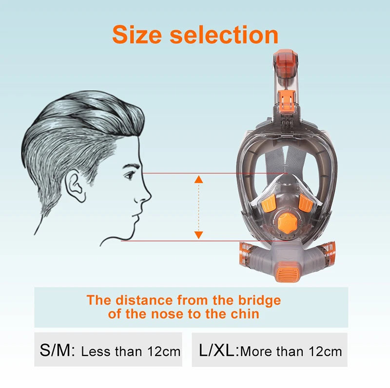 Full Face Snorkel Mask - Anti-Fog Wide-View Foldable Diving Mask for Adults