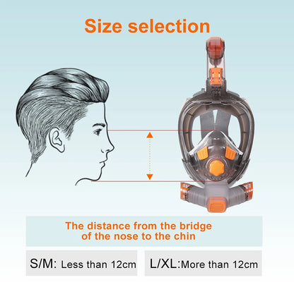 Full Face Snorkel Mask - Anti-Fog Wide-View Foldable Diving Mask for Adults
