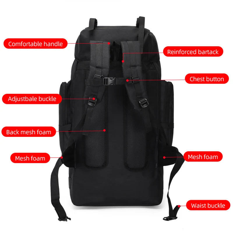 130L Hiking & Camping Backpack - Large Molle Trekking Rucksack for Men, Outdoor Travel & Sports Bag