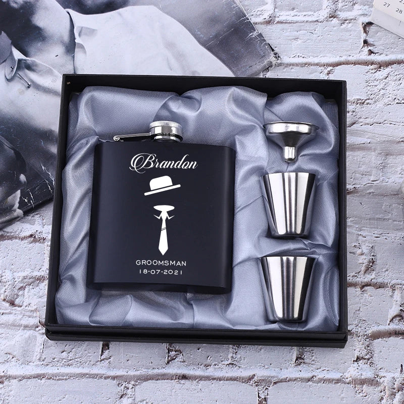 Personalized 6oz Stainless Steel Hip Flask – Engraved Christmas, Birthday, Valentine's Day Gift, Custom Logo for Wedding Favors   2/2