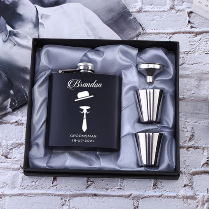 Personalized 6oz Stainless Steel Hip Flask – Engraved Christmas, Birthday, Valentine's Day Gift, Custom Logo for Wedding Favors   2/2