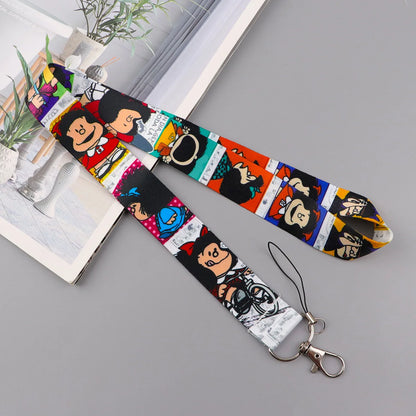 Cartoon Girl Credential Holder with Lanyard – Cute Neck Strap for Cards, Badges, Keys & Keychain Accessories
