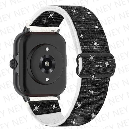 Nylon Elastic Watch Band for Amazfit GTS/GTR 4-3-2, Stratos & Bip Series – Bohemian Shiny Adjustable 20mm/22mm Strap