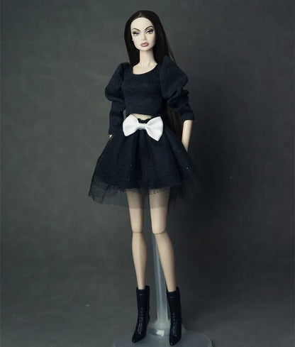 30cm Doll Clothes Set – Long Sleeve Shirt & Foot Covers for 1/6 OB/ST/FR/BB Dolls