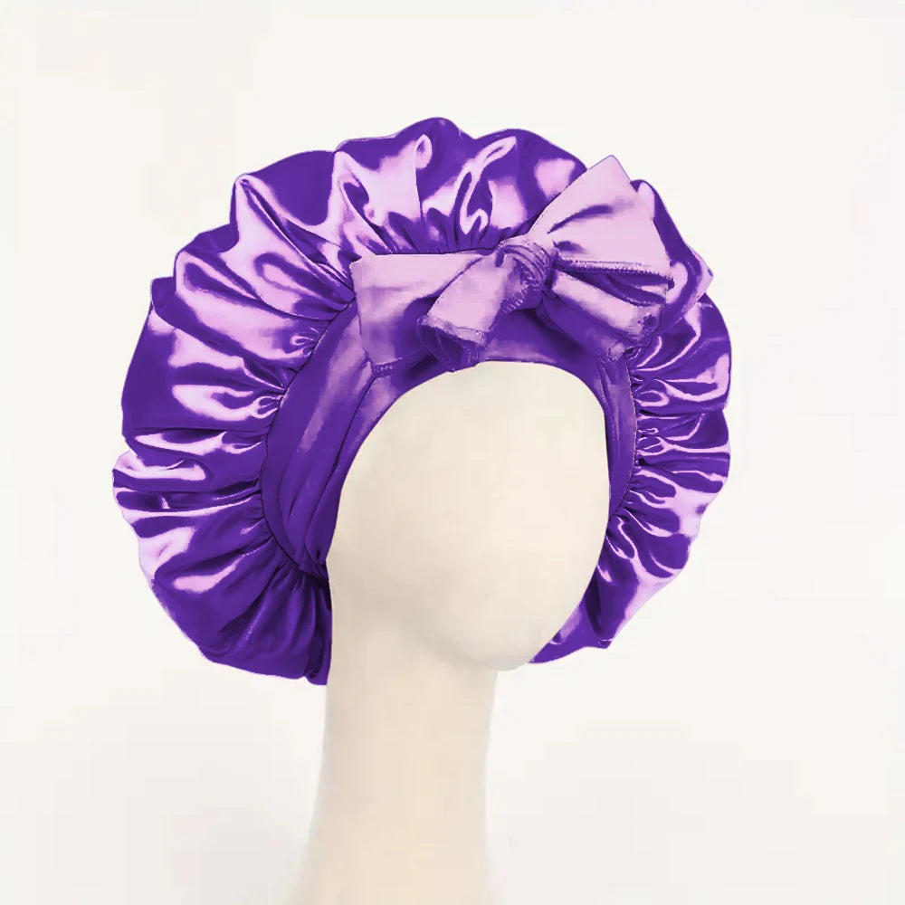 Satin Silk Bonnet – Adjustable Sleeping Hair Bonnet with Tie Band for Women & Men