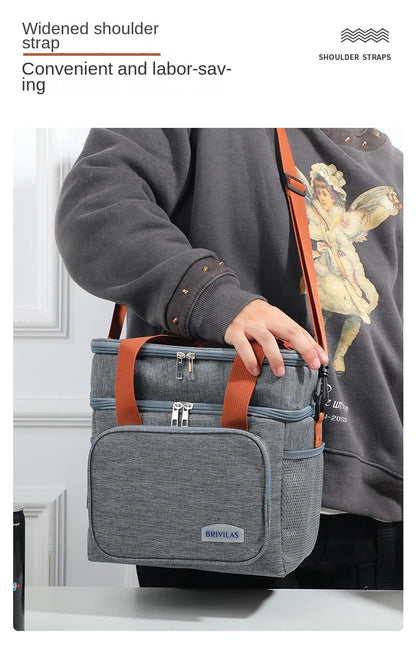 Double Layer Lunch Bag – Large Capacity Thermal Insulated Leakproof Cooler Tote for Work, School & Picnic