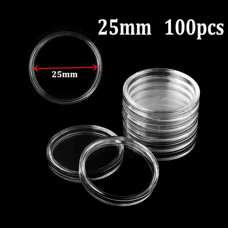 Coin Capsules Storage Box - Clear Plastic Holders for 21/23/25/30/32/38/40/45mm Coins