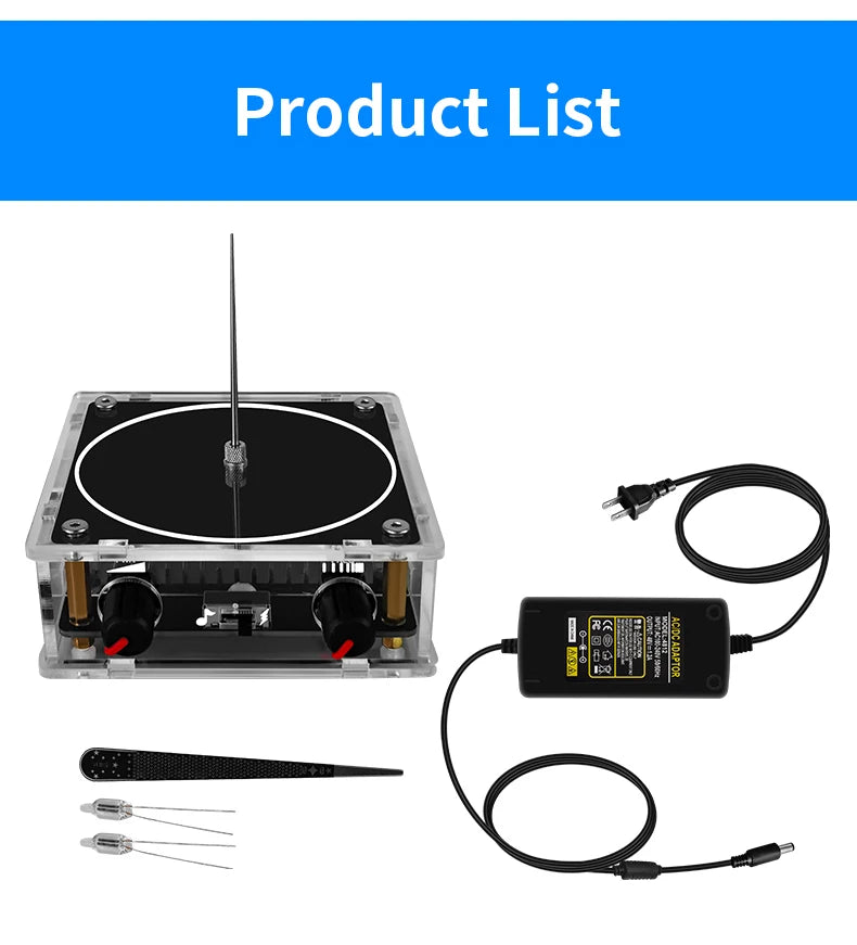 Music Tesla Coil Bluetooth/AUX – Dual Mode Music Box with Touchable Artificial Lightning, Audio Input for Science Experiments