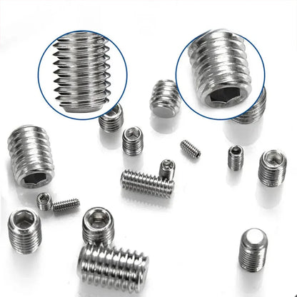 360pcs Stainless Steel Headless Hex Socket Screw Set - M3/M4/M5/M6/M8 Grub & Machine Screws