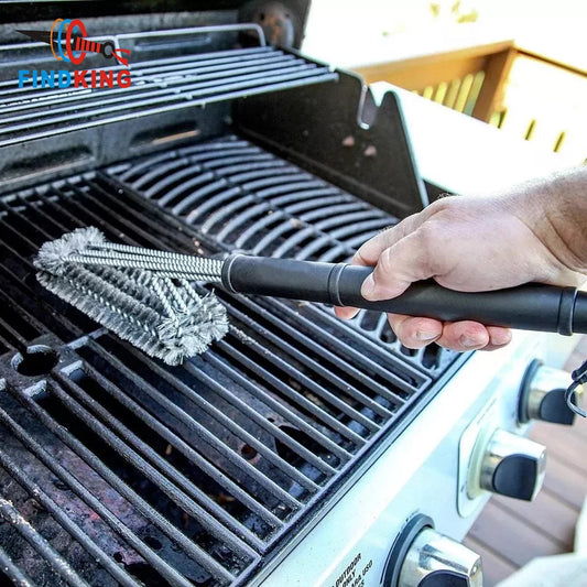 FINDKING Grill Cleaning Brush - BBQ Tool with 3 Stainless Steel Brushes in 1 - Best Barbecue Cleaner and BBQ Accessories