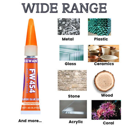 Super Glue Gel - Strong Quick-Dry Waterproof Adhesive for Metal, Plastic, Wood & Ceramic