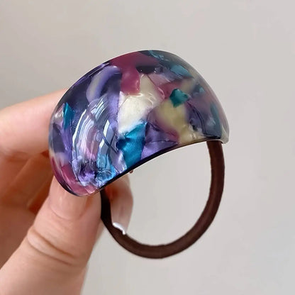 Marble Acetate Hair Tie - Chic Elastic Ponytail Holder for Women and Girls