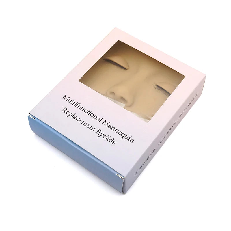 Eyelash Extension Mannequin Head – Practice Makeup Tool with Removable Replacement Eyelids for Training