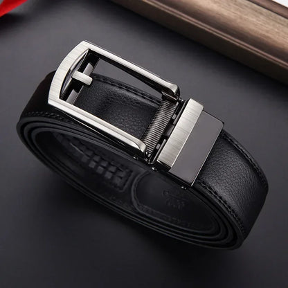 Men’s Luxury Click Belt – Genuine Leather Automatic Alloy Buckle for Business & Jeans