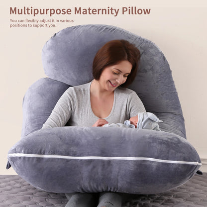 G-Shaped Pregnancy Pillow – Full Body Maternity Sleeping Pillow with Removable Cover for Belly Support