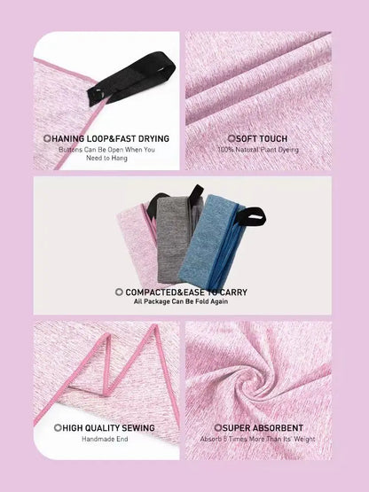 Microfiber Quick Dry Gym Towel – Silver ION Odor-Free Absorbent Workout Towel for Fast Sweat Drying
