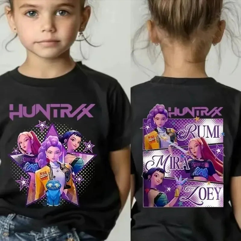 2025 KPop Demon Hunters Graphic T-Shirt – Summer Kids Short Sleeve Top for Girls and Boys, Comfortable Movie-Inspired Tee