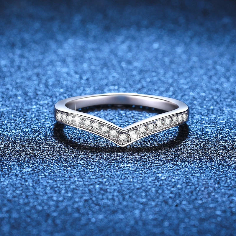 100% Pass Diamond Tester Pen & Moissanite Ring – Matching 925 Sterling Silver Wedding Band for Women