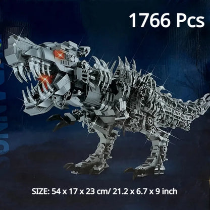 1766-Piece Battle Mech T-Rex Building Blocks – Articulated Robotic Dinosaur Model Kit for Display & Play