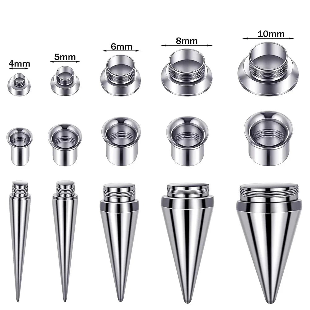 Ear Stretcher Kit — 11mm Surgical Stainless Steel Ear Plugs, Expander Gauges & Flesh Tunnel Body Jewelry