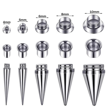 Ear Stretcher Kit — 11mm Surgical Stainless Steel Ear Plugs, Expander Gauges & Flesh Tunnel Body Jewelry