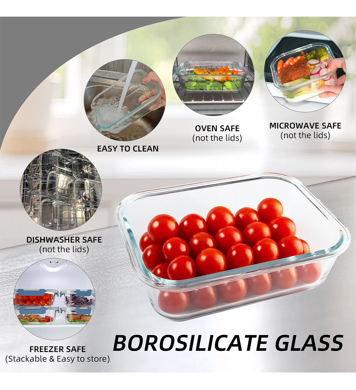 16-Piece Glass Food Storage Container Set — Leakproof, Airtight, BPA-Free, Microwave & Oven Safe, Stackable Kitchen Organizer