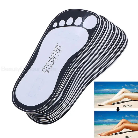 20PCS Disposable Women’s Tanning Slippers – 11" Sticky Foot Pads Protectors for Spray Tan & Body Care
