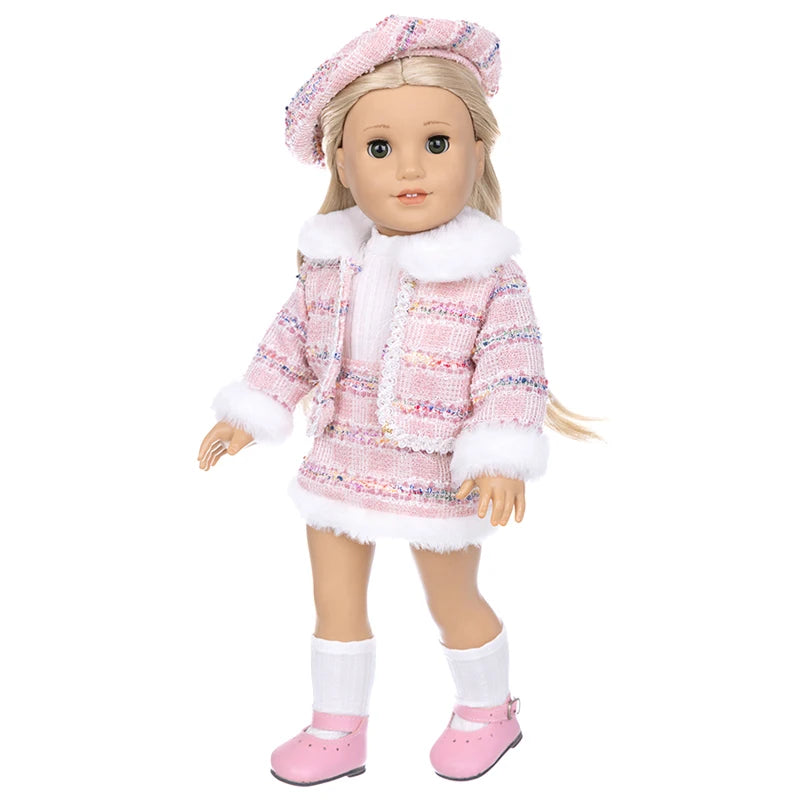 18-Inch Girl Doll Winter Coat — 43cm Baby Doll Jacket Outfit for Dressing