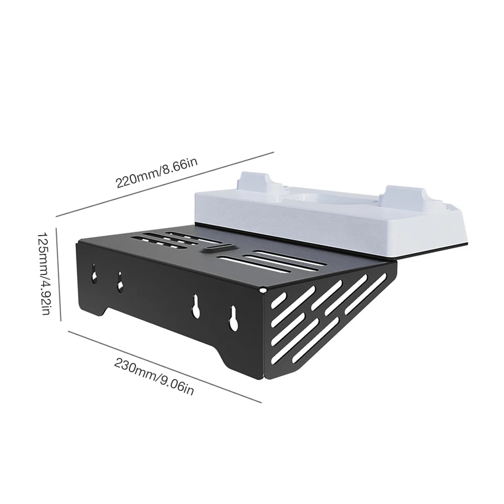 PS5 & PS5 Slim Wall Bracket Dual Controller Charger – RGB LED Metal Wall-Mounted Stand for Disc & Digital Editions