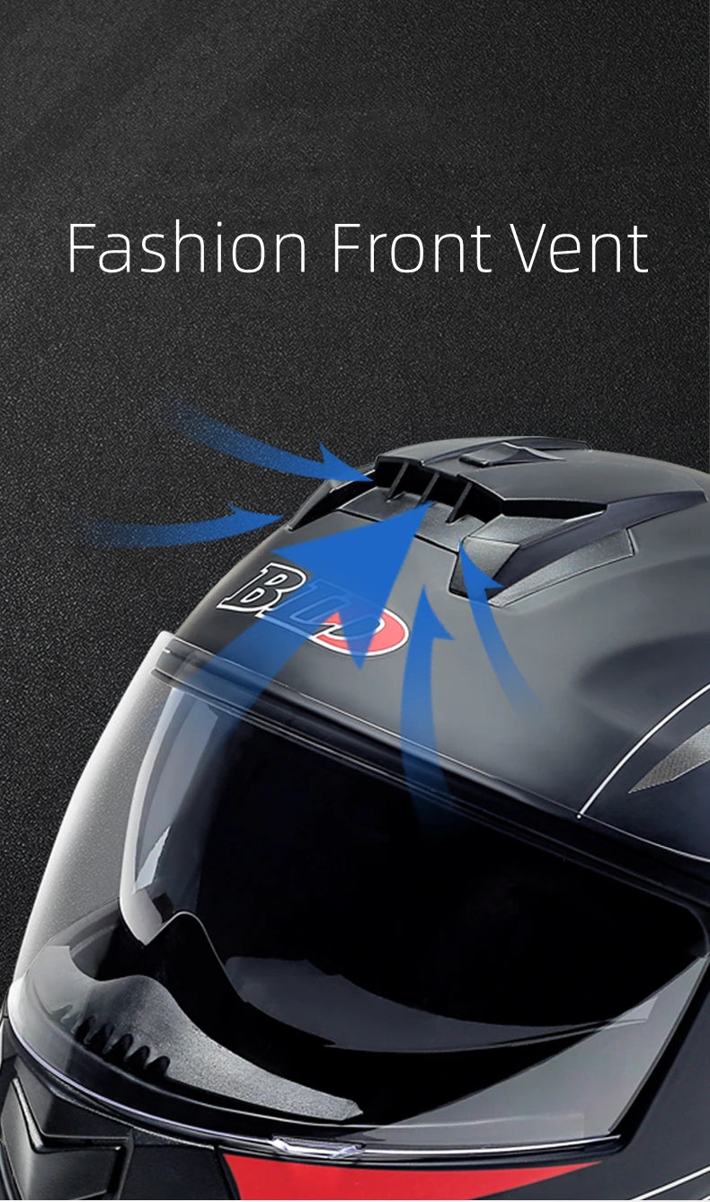 Personalized Dual-Lens Flip-Up Motorcycle Helmet — Motocross Racing Modular Full-Face Helmet for Men & Women, Fashionable Cascos Para Moto