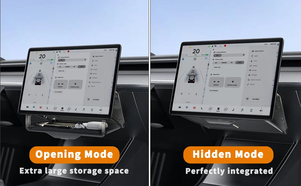 Center Console Organizer for Tesla Model 3 & Model Y Highland – Anti-Slip Under Screen Storage Box with Screen Back Storage