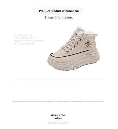 Women's Winter 2023 Flat Boots – Fleece-Lined High-Top Warm Cotton Shoes Hx-Q037