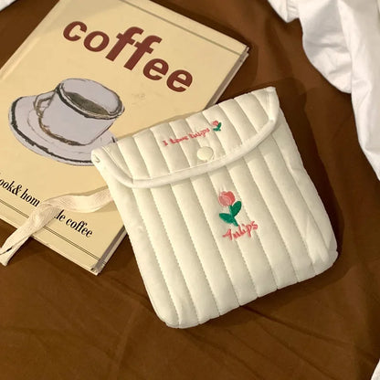 Cute Menstrual Product Storage Bag - Portable Mini Sanitary Napkin & Tampon Organizer for Travel and School