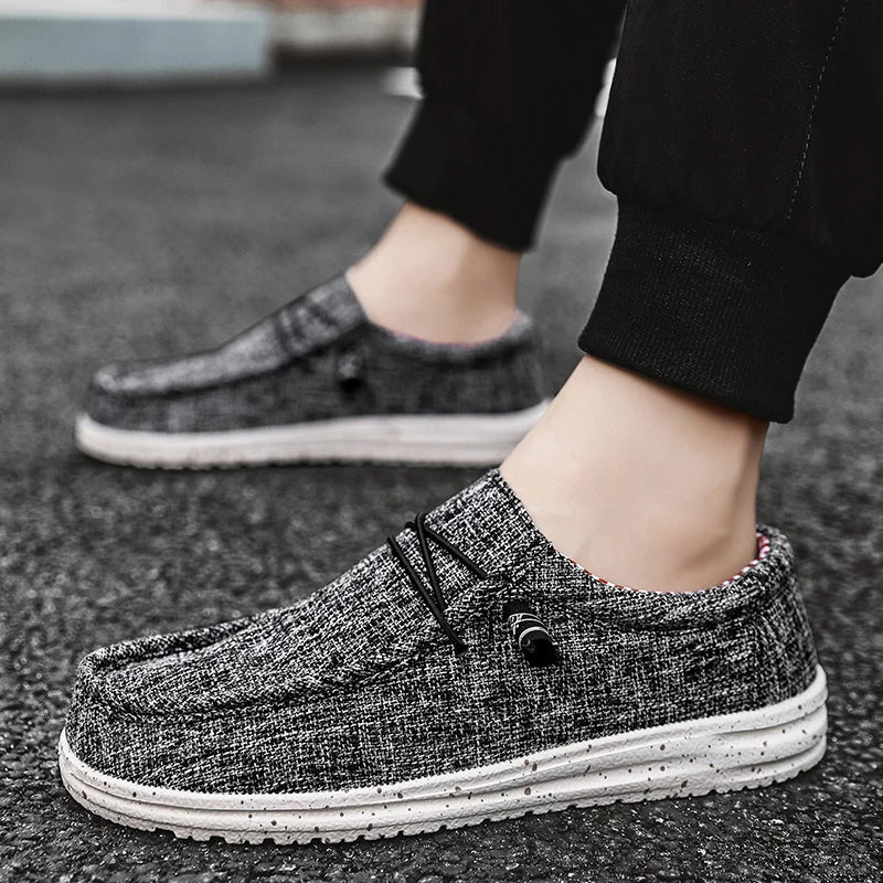 Men’s Casual Denim Canvas Shoes – Breathable Lightweight Walking Flats, Fashion Outdoor Loafers for Men, Large Size Comfortable Everyday Footwear