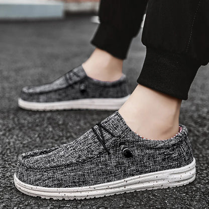 Men’s Casual Denim Canvas Shoes – Breathable Lightweight Walking Flats, Fashion Outdoor Loafers for Men, Large Size Comfortable Everyday Footwear