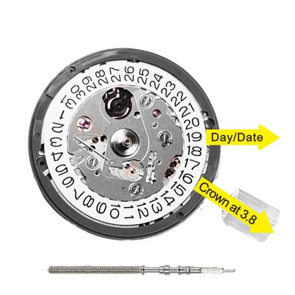 NH35A Premium Automatic Movement – 24 Jewels, White Date Wheel, Self-Winding & High Accuracy Replacement