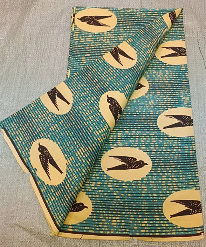 Cotton Batik Ankara Fabric - 100% African Wax Print Bronzing Golden Fabric 6 Yards for Dresses & Crafts