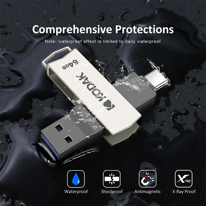KODAK USB 3.2 Type-C Flash Drive – High-Speed 32GB/128GB/256GB Dual Memory Stick for Smartphone & Laptop