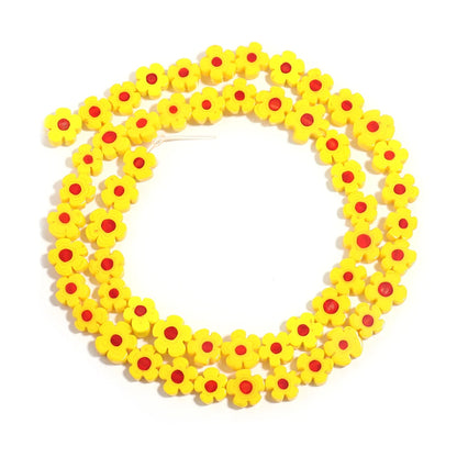 Colorful Lampwork Flower Beads - Thousand Flower Flat Plum Blossom Loose Beads for DIY Bracelet & Jewelry Crafts