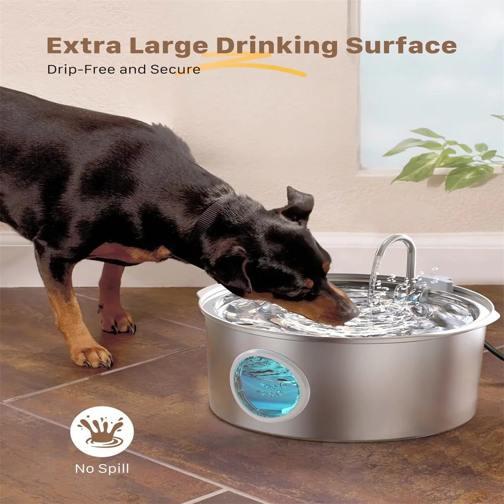 7L Stainless Steel Pet Water Fountain - Ultra-Quiet Large Capacity Water Bowl for Dogs, Cats & Multi-Pet Homes