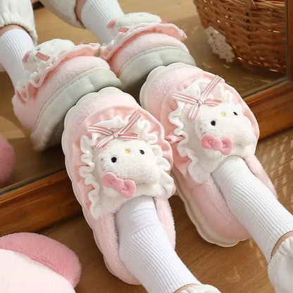 Sanrio Cinnamoroll Hello Kitty Kuromi Cotton Slippers – Cute Cartoon Winter Indoor Shoes with Thick Sole for Warmth