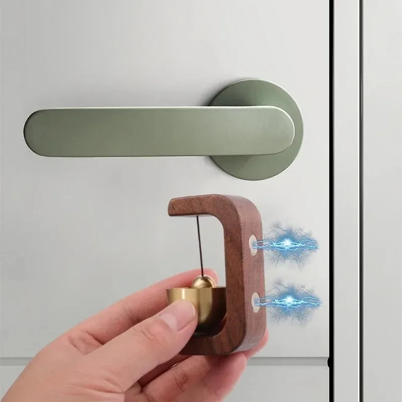 Wireless Doorbell with Solid Wooden Design - Magnetic Brass Wind Chimes, Jingle Bell Pendant for Entrance & Home Decor