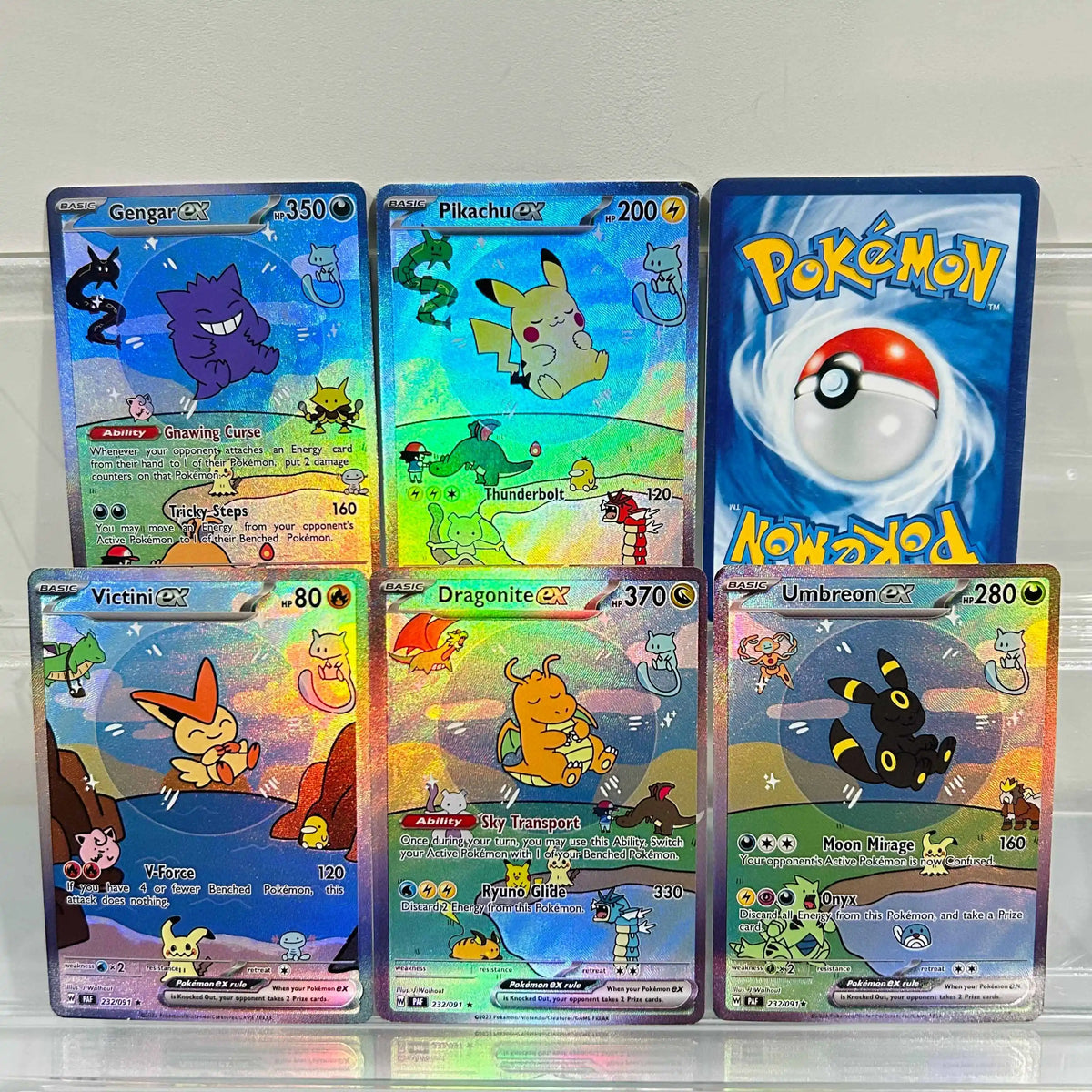 BUBBLE Series 14-Piece EX Card Set - Eeveelutions Gengar Dragonite Victini Holographic Anime Collection