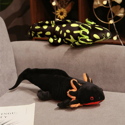 Kawaii Colorful Newt Plush Toy — 23-80cm Cute Axolotl Salamander Stuffed Animal, Fuzzy Long Pillow Cushion for Kids Gift