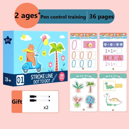 Magical Reusable Tracing Workbook – Montessori Drawing Practice & Control Training Copybook for Kids